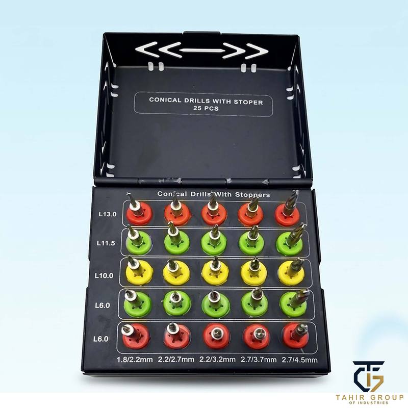 25 Pcs Dental Conical Drill Kit with Stopper, dental implant kits, TGI's own catalog photograph