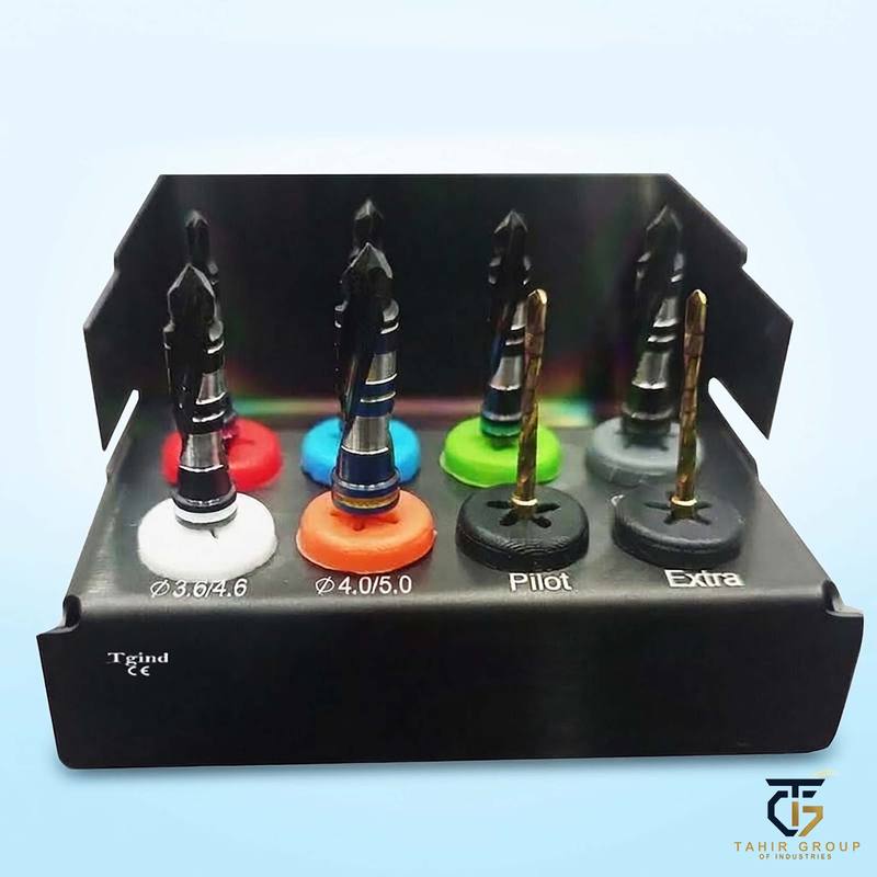 8 Pcs External Irrigation Surgical Bur Holders Kit, dental implant kits, TGI's own catalog photograph