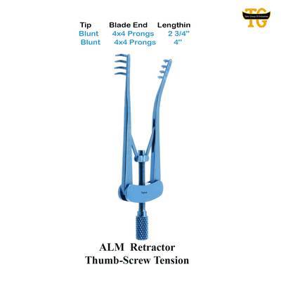 ALM Retractor Thumb-Screw Tension, surgical instruments, TGI's own catalog photograph