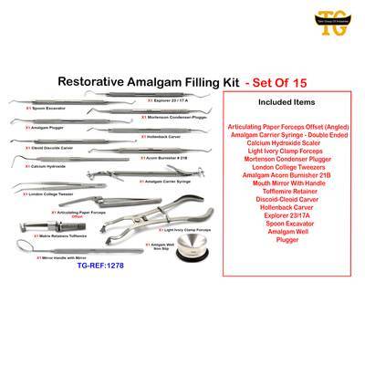 Restorative Amalgam Filling Kit, dental instruments, TGI's own catalog photograph