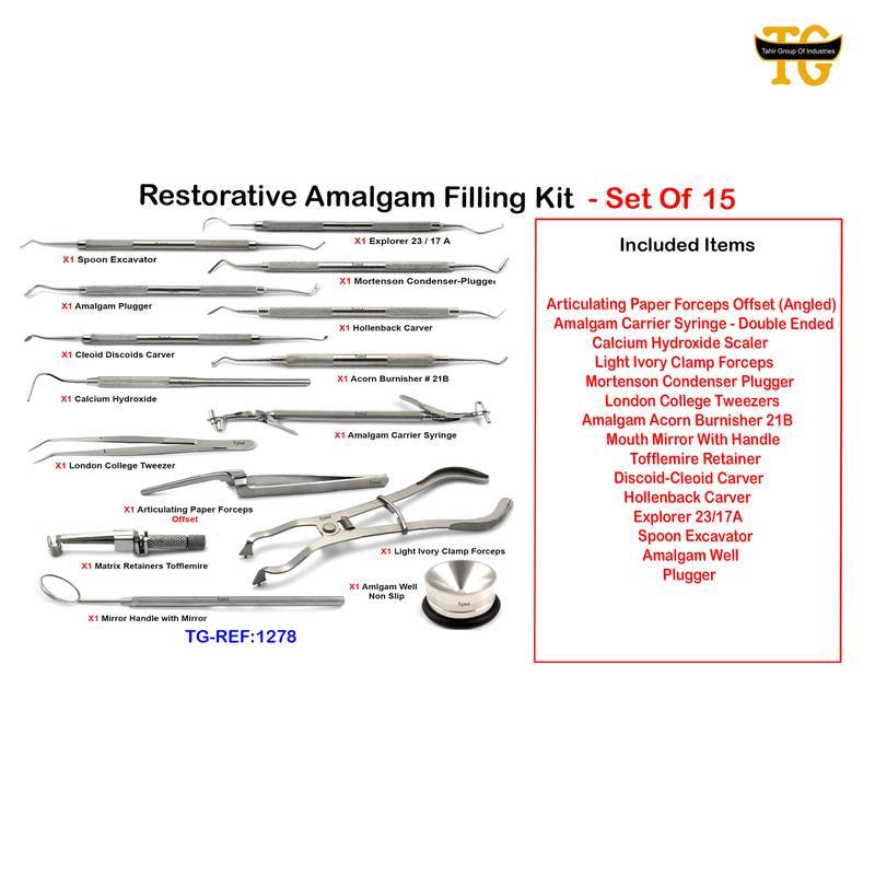 Restorative Amalgam Filling Kit, dental instruments, TGI's own catalog photograph