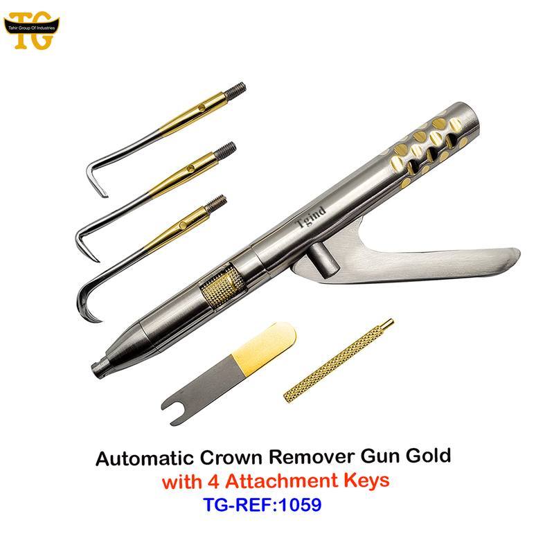 Automatic Crown Remover Gun Gold, dental instruments, TGI's own catalog photograph