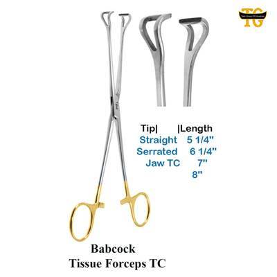 Babcock Tissue Forceps TC, surgical instruments, TGI's own catalog photograph