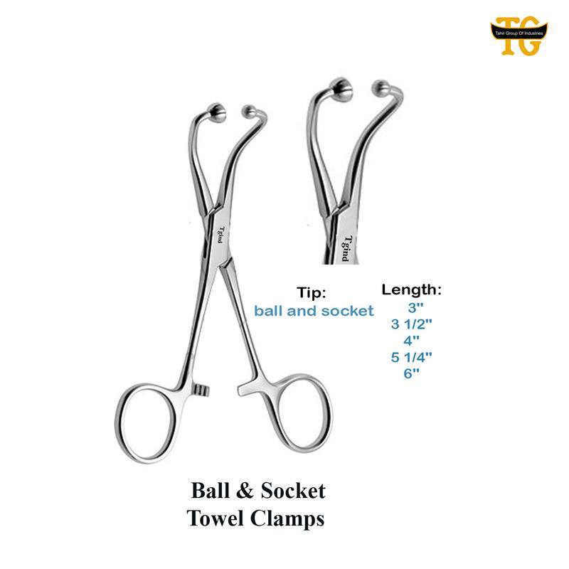 Ball & Sock Towel Forceps, surgical instruments, TGI's own catalog photograph