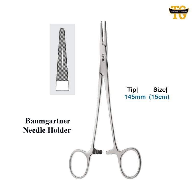 Baumgartner Needle Holder, surgical instruments, TGI's own catalog photograph