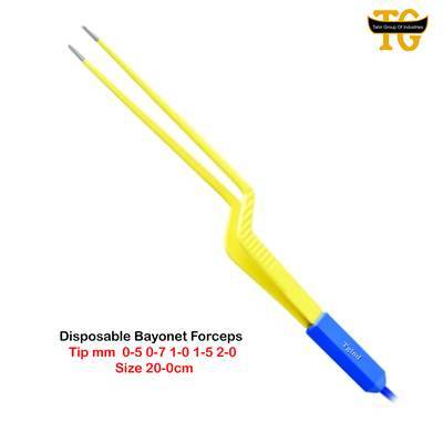Disposable Bayonet Forceps, electrosurgical instruments, TGI's own catalog photograph