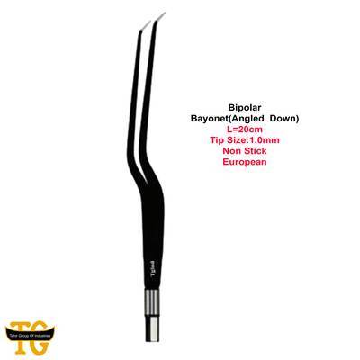 Bipolar Bayonet(Angled Down), electrosurgical instruments, TGI's own catalog photograph