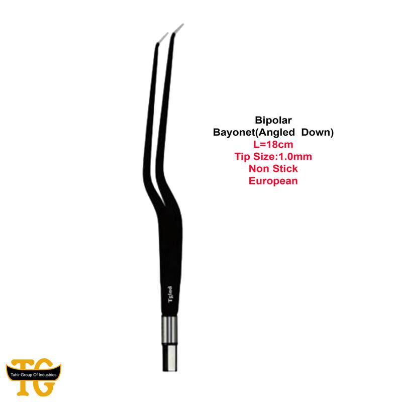 Bipolar Bayonet(Angled Down), electrosurgical instruments, TGI's own catalog photograph