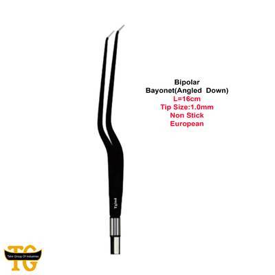 Bipolar Bayonet(Angled Down), electrosurgical instruments, TGI's own catalog photograph