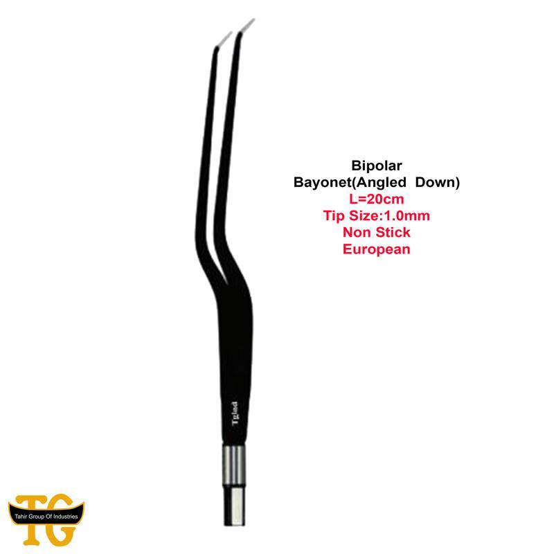 Bayonet Forceps Up, electrosurgical instruments, TGI's own catalog photograph