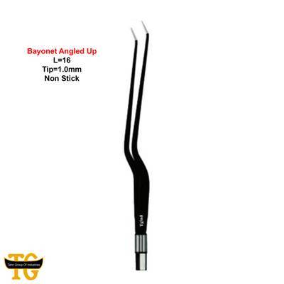 Bayonet Forceps Up, electrosurgical instruments, TGI's own catalog photograph