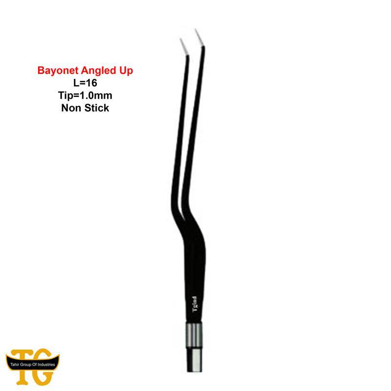 Bayonet Forceps Up, electrosurgical instruments, TGI's own catalog photograph