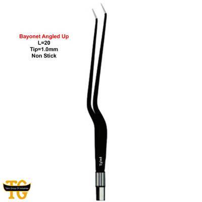 Bayonet Forceps Up, electrosurgical instruments, TGI's own catalog photograph