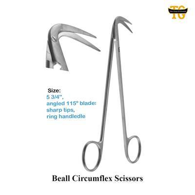 Bealle Circumflex Scissors, surgical instruments, TGI's own catalog photograph