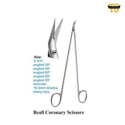Bealle Coronary Scissors, surgical instruments, TGI's own catalog photograph