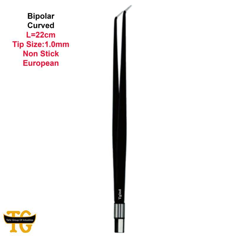 Bipolar Forceps Curved, electrosurgical instruments, TGI's own catalog photograph