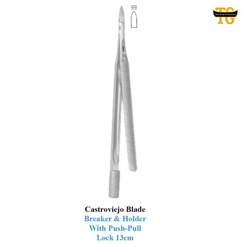 Castroviejo Blade Breaker & Holder With Push-Pull Lock, surgical instruments, TGI's own catalog photograph