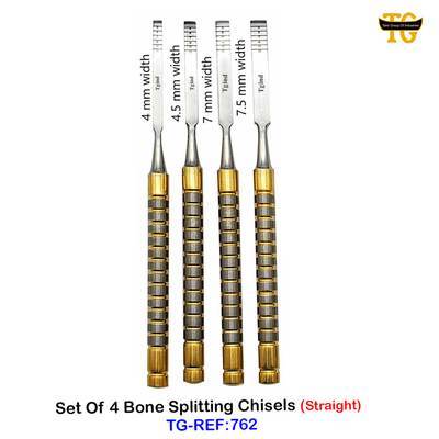 Set Of 4 Bone Splitting Chisels (Straight), dental instruments, TGI's own catalog photograph