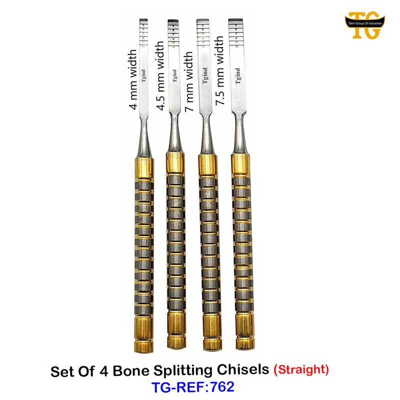 Set Of 4 Bone Splitting Chisels (Straight), dental instruments, TGI's own catalog photograph