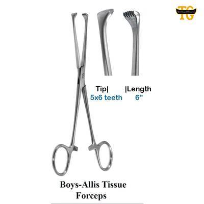 Boys Allis Tissue Forceps, surgical instruments, TGI's own catalog photograph
