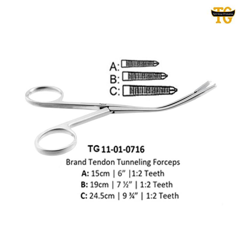 BRAND Tendon Forceps, orthopedic instruments, TGI's own catalog photograph