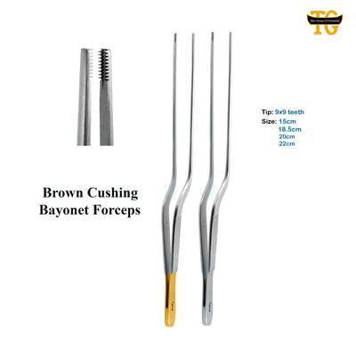 Brown Cushing Bayonet Forceps, surgical instruments, TGI's own catalog photograph