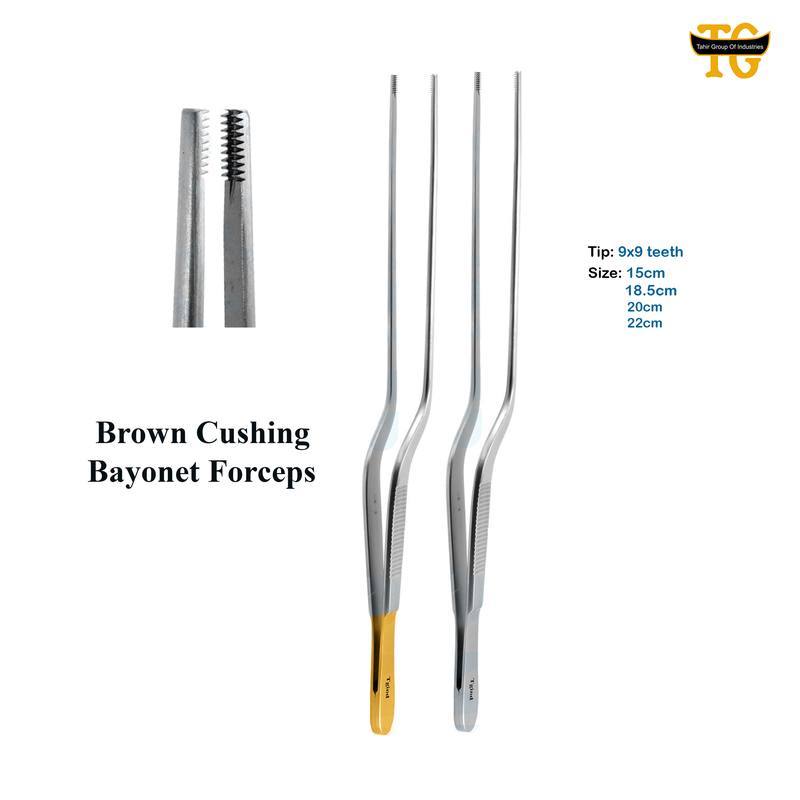 Brown Cushing Bayonet Forceps, surgical instruments, TGI's own catalog photograph