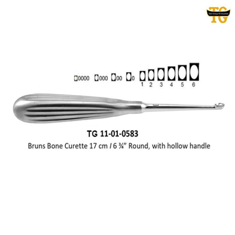 Bruns Bone Curette, orthopedic instruments, TGI's own catalog photograph