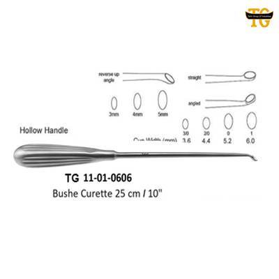 Bushe Curette, orthopedic instruments, TGI's own catalog photograph