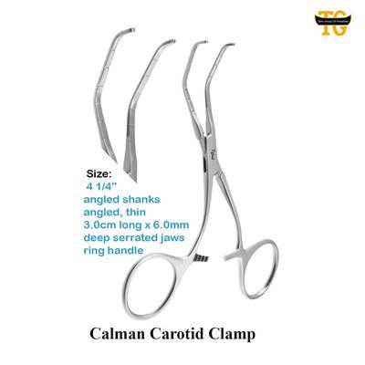 Calman Caratoid Clamp, surgical instruments, TGI's own catalog photograph