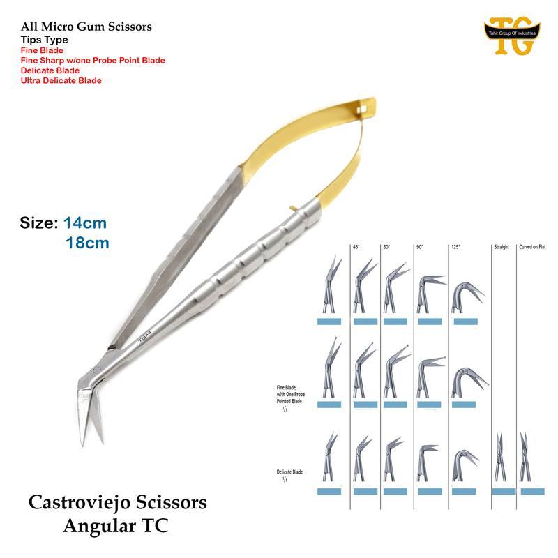 Castroviejo Angular Scissors TC, surgical instruments, TGI's own catalog photograph
