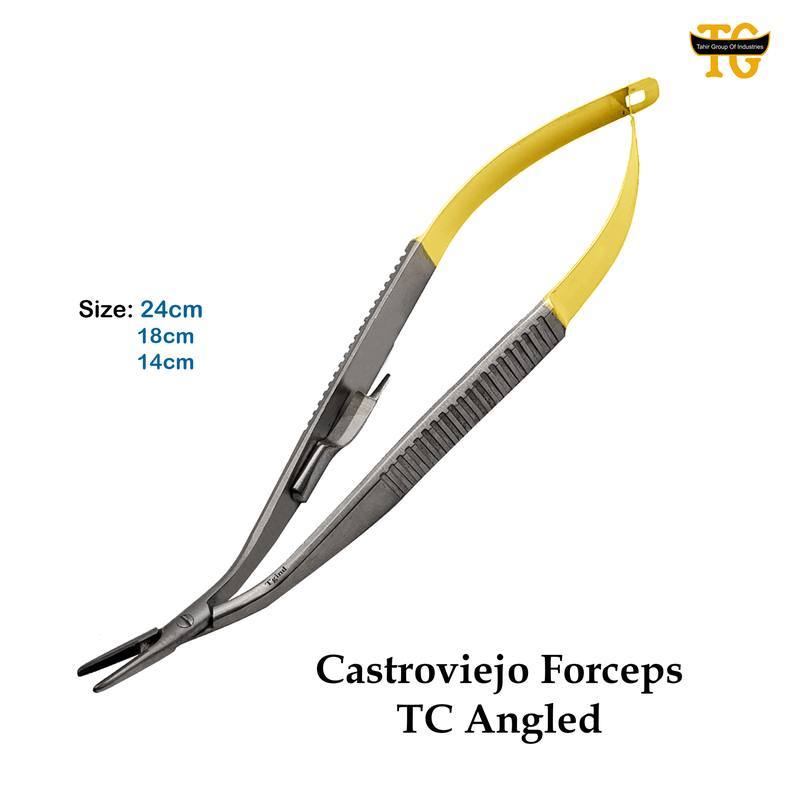 Castroviejo Forceps TC, surgical instruments, TGI's own catalog photograph