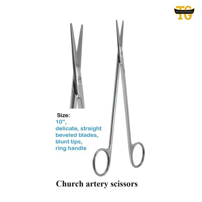 Church Artery Scissors, surgical instruments, TGI's own catalog photograph