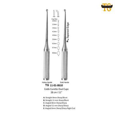 Cobb Curette Oval Cups, orthopedic instruments, TGI's own catalog photograph