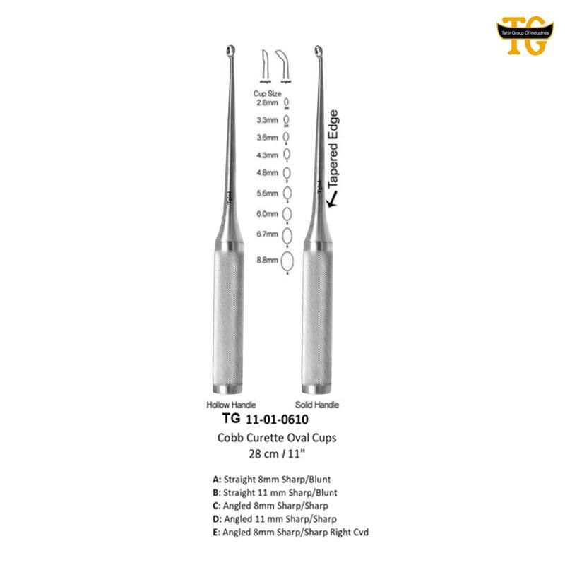 Cobb Curette Oval Cups, orthopedic instruments, TGI's own catalog photograph