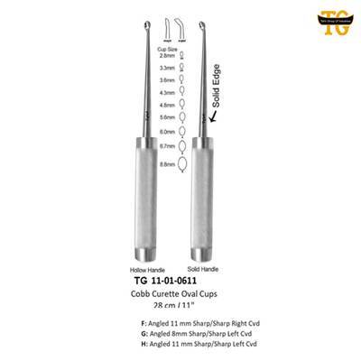 Cobb Curette Oval Cups, orthopedic instruments, TGI's own catalog photograph