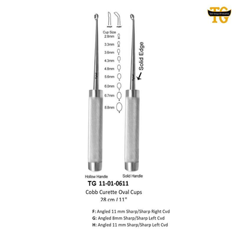 Cobb Curette Oval Cups, orthopedic instruments, TGI's own catalog photograph