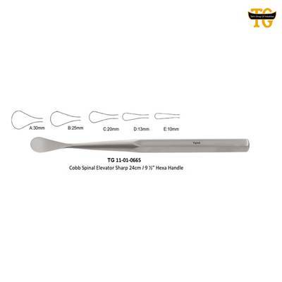 Cobb Spinal Elevator Sharp Hexa Handle, orthopedic instruments, TGI's own catalog photograph