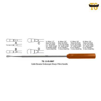 Cobb Elevator Endoscopic Sharp / Fiber Handle, orthopedic instruments, TGI's own catalog photograph