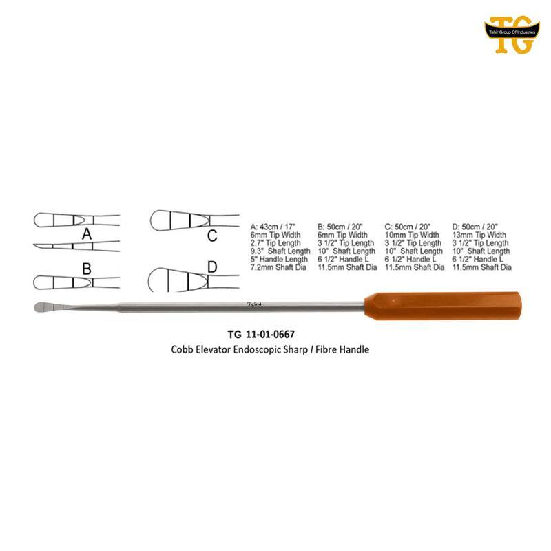 Cobb Elevator Endoscopic Sharp / Fiber Handle, orthopedic instruments, TGI's own catalog photograph
