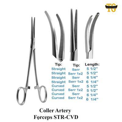 Coller Artery Forceps, surgical instruments, TGI's own catalog photograph