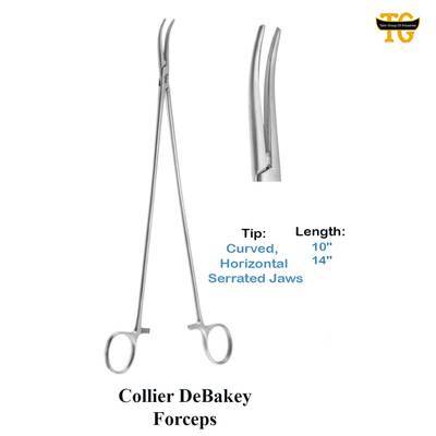 Collier DeBakey Forceps, surgical instruments, TGI's own catalog photograph