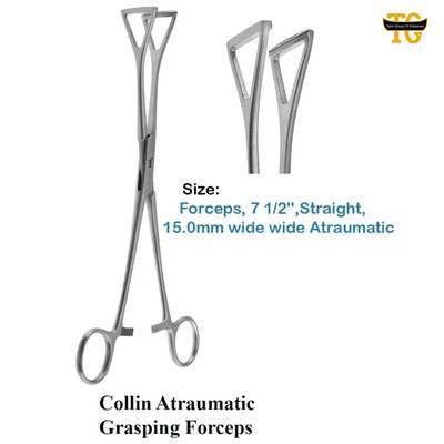Collin Atraumatic Grasping Forceps, surgical instruments, TGI's own catalog photograph