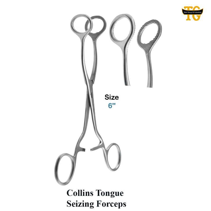Collin Tongue Seizing Forceps, surgical instruments, TGI's own catalog photograph