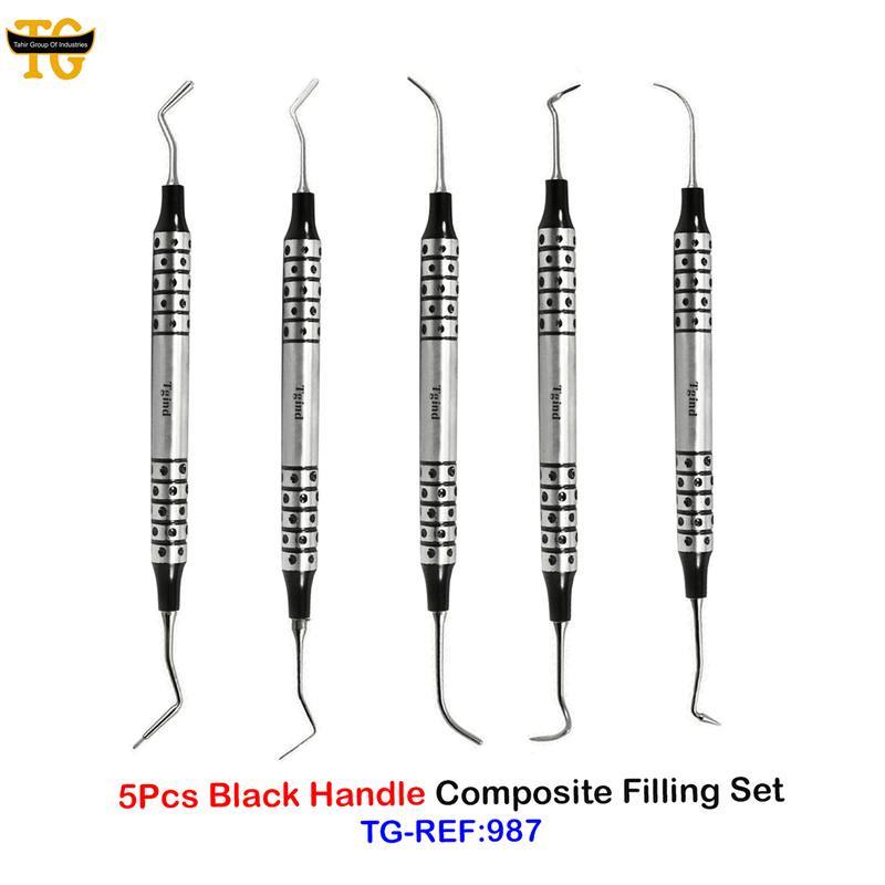 5Pcs Black Handle Composite Filling Set, dental instruments, TGI's own catalog photograph