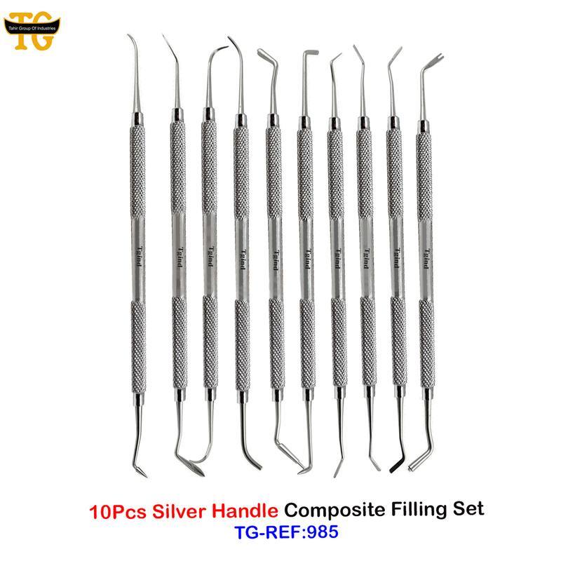 Silver Handle Composite Filling Set, dental instruments, TGI's own catalog photograph