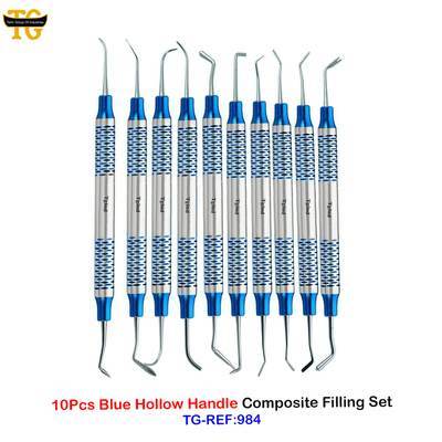 10Pcs Blue Hollow Handle Composite Filling Set, dental instruments, TGI's own catalog photograph