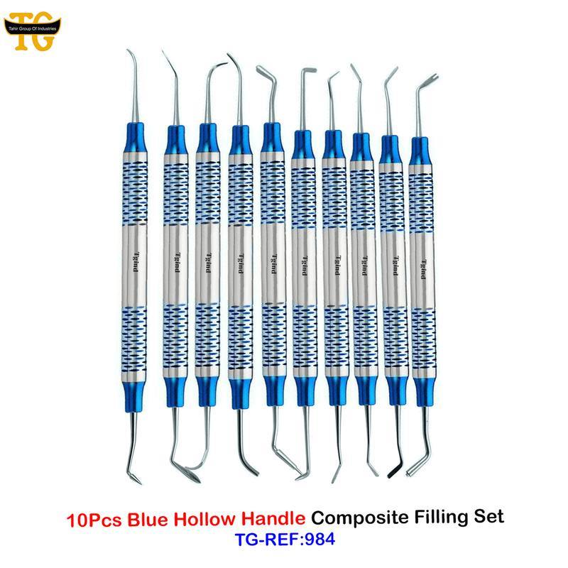 10Pcs Blue Hollow Handle Composite Filling Set, dental instruments, TGI's own catalog photograph