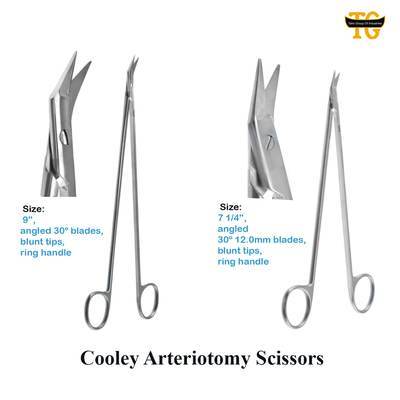 Cooley Arteriotomy Scissors, surgical instruments, TGI's own catalog photograph