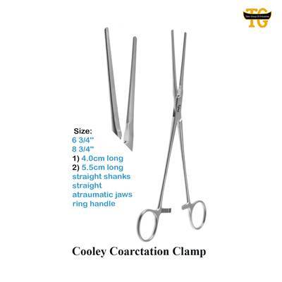 Cooley Coarctation Clamp, surgical instruments, TGI's own catalog photograph